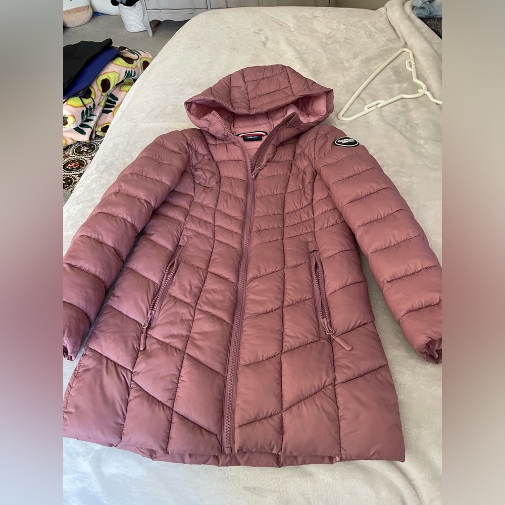Reebok Girls Jacket - Long Length Quilted Puffer Parka Coat - Size M (10-12)